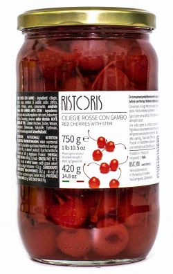 Red Cherries With Stem For Cocktail Glass Jar 750g