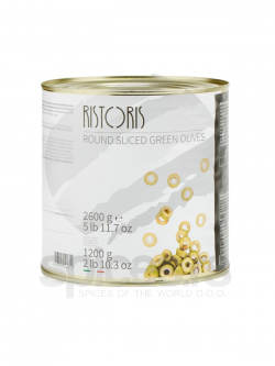 Round Sliced Green Olives Tin 3/1 - 2400 G