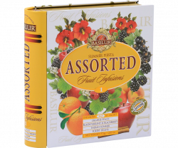 Tea Book -Metal Tea Caddy Book- Foiled Envelope (32E) - Fruit Infusions - Summer Fiesta - 57.6g